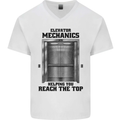 Elevator Mechanic Lift Engineer Mens V-Neck Cotton T-Shirt White