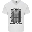 Elevator Mechanic Lift Engineer Mens V-Neck Cotton T-Shirt White