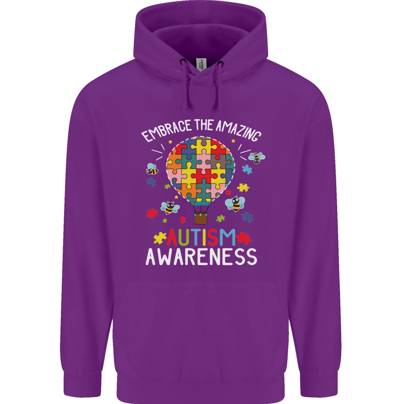 Embrace the Amazing Autism Autistic ASD Childrens Kids Hoodie Purple