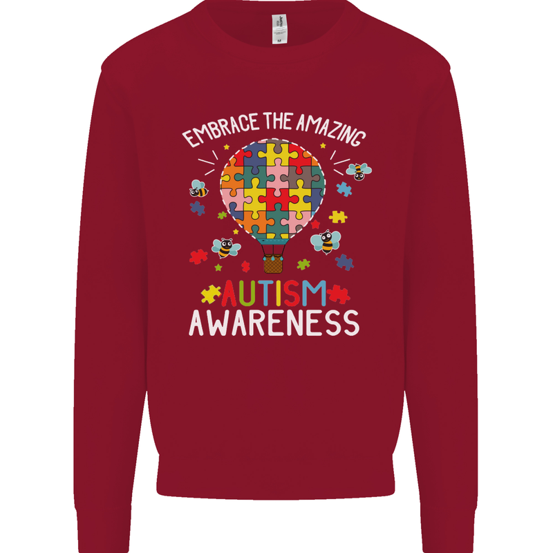Embrace the Amazing Autism Autistic ASD Kids Sweatshirt Jumper Red