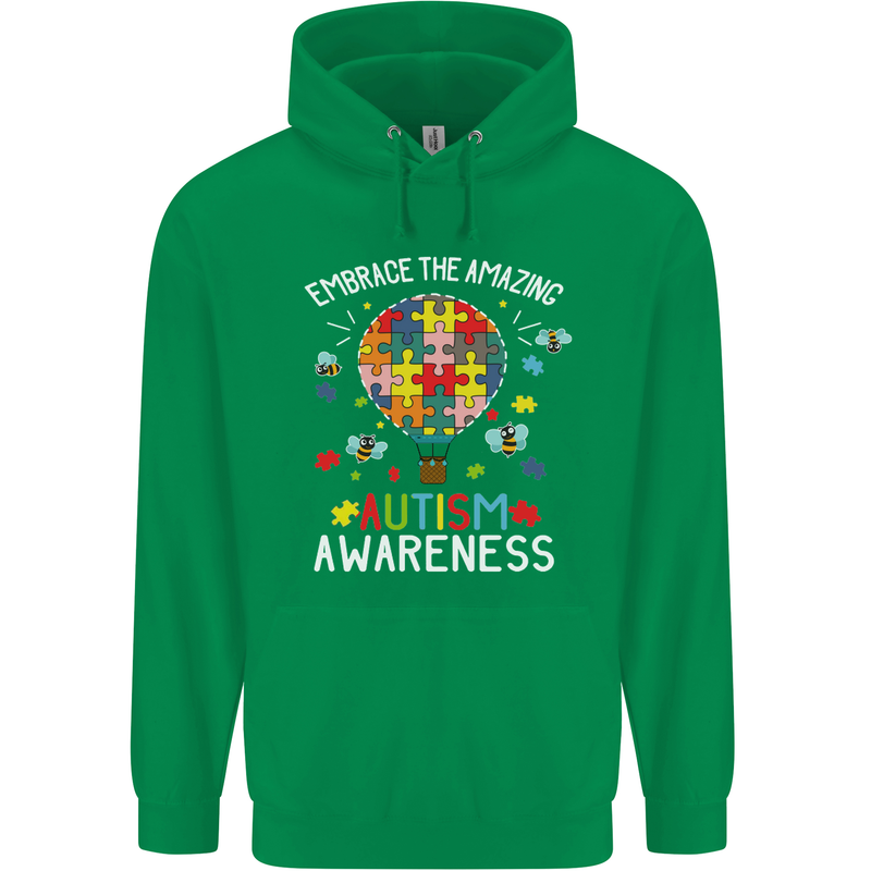 Embrace the Amazing Autism Autistic ASD Mens 80% Cotton Hoodie Irish Green