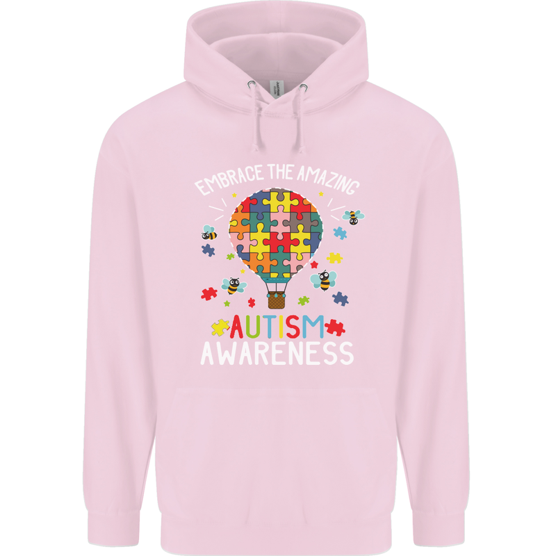 Embrace the Amazing Autism Autistic ASD Mens 80% Cotton Hoodie Light Pink