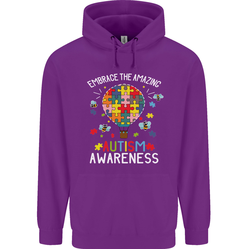 Embrace the Amazing Autism Autistic ASD Mens 80% Cotton Hoodie Purple