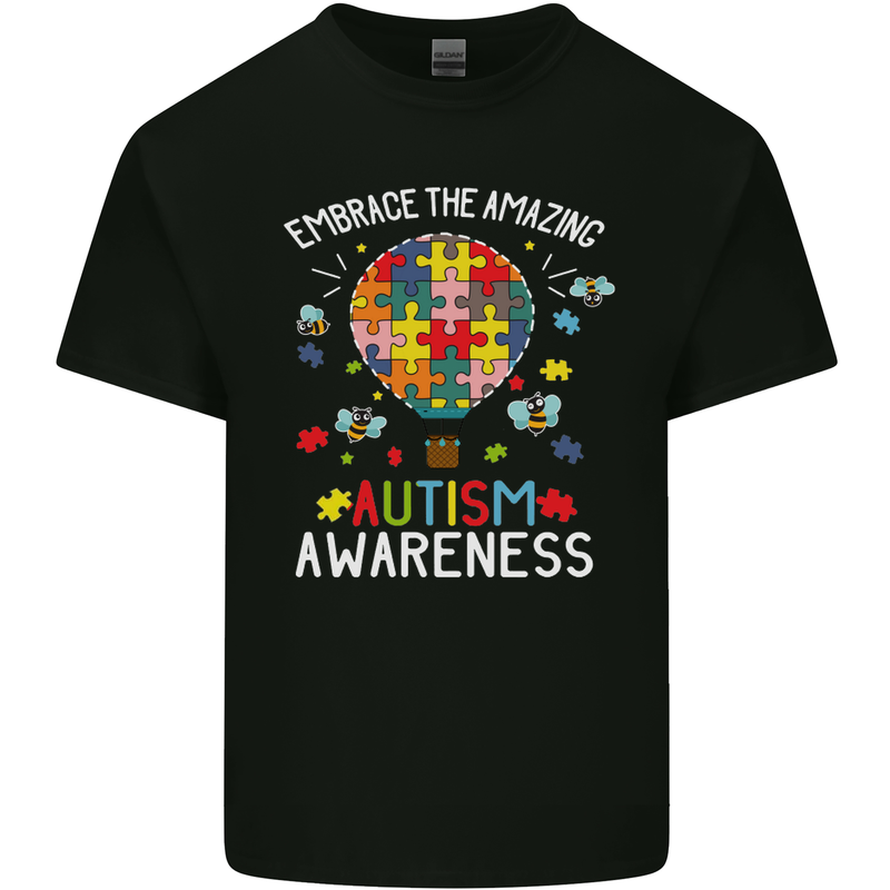 Embrace the Amazing Autism Autistic ASD Mens Cotton T-Shirt Tee Top Black