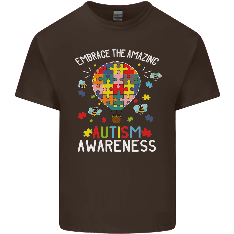 Embrace the Amazing Autism Autistic ASD Mens Cotton T-Shirt Tee Top Dark Chocolate