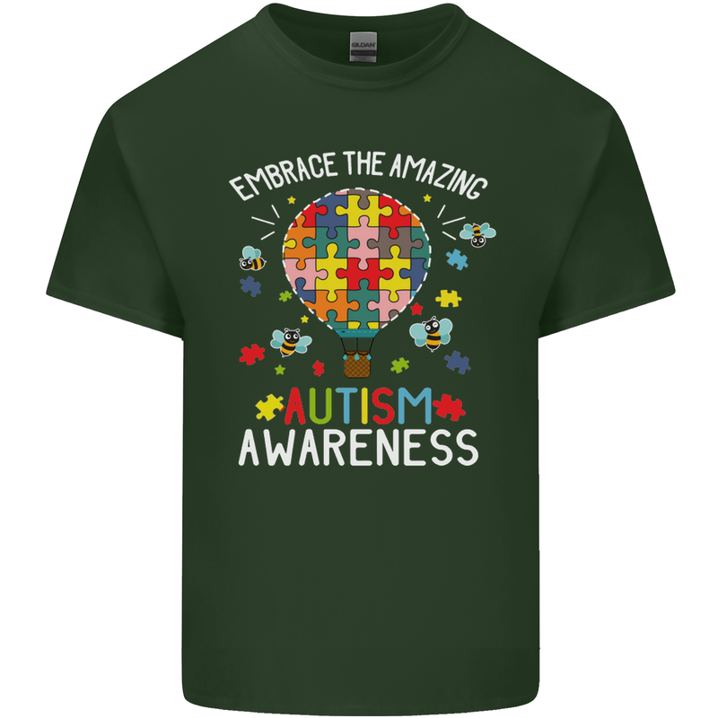 Embrace the Amazing Autism Autistic ASD Mens Cotton T-Shirt Tee Top Forest Green