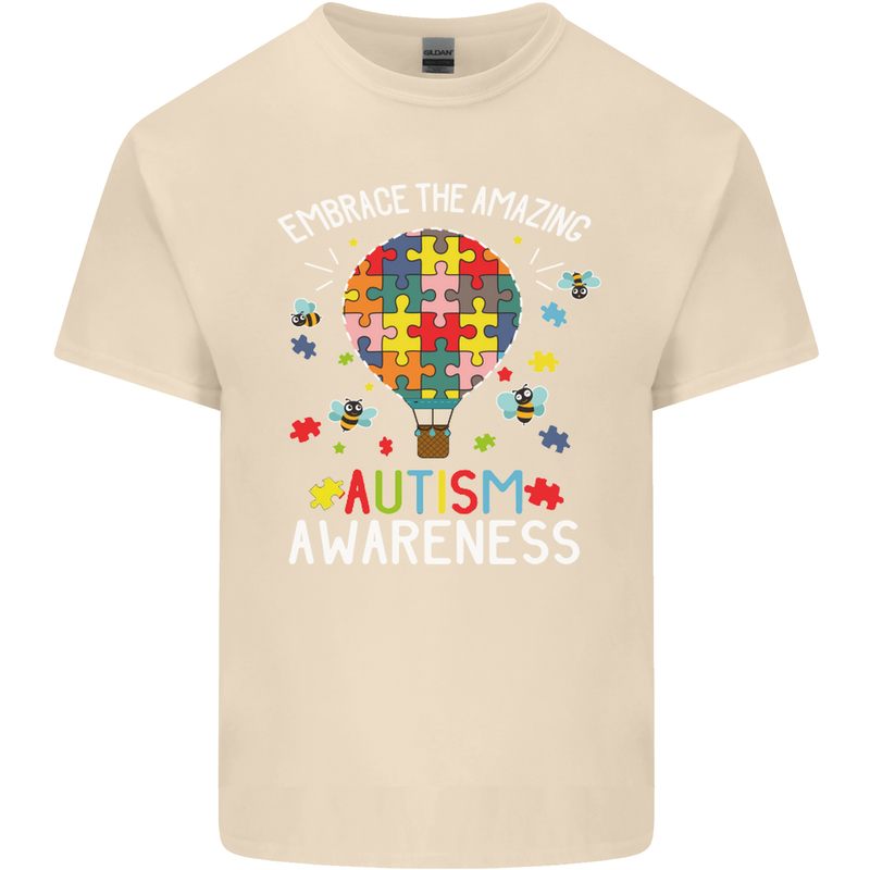 Embrace the Amazing Autism Autistic ASD Mens Cotton T-Shirt Tee Top Natural