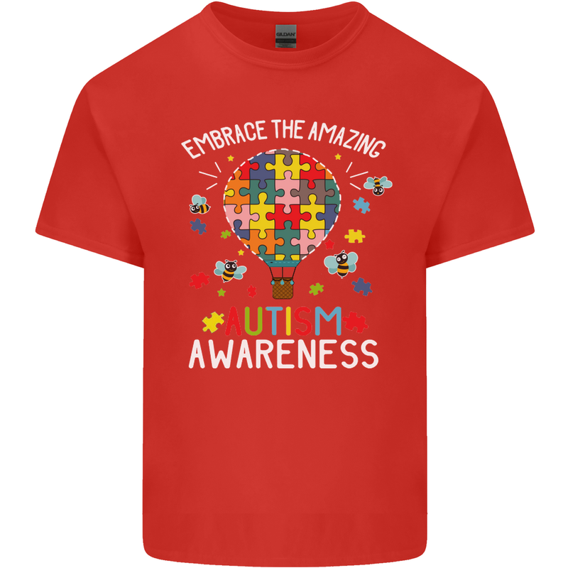 Embrace the Amazing Autism Autistic ASD Mens Cotton T-Shirt Tee Top Red