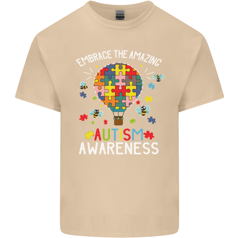 Embrace the Amazing Autism Autistic ASD Mens Cotton T-Shirt Tee Top Sand