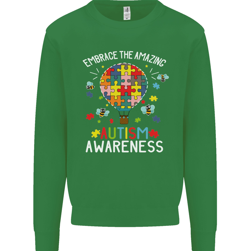 Embrace the Amazing Autism Autistic ASD Mens Sweatshirt Jumper Irish Green