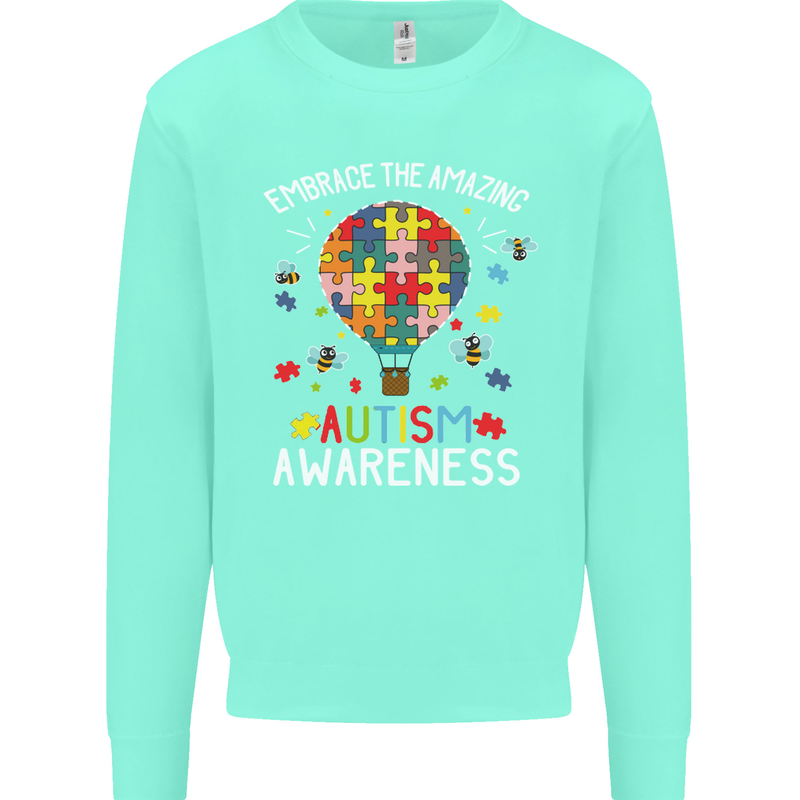 Embrace the Amazing Autism Autistic ASD Mens Sweatshirt Jumper Peppermint