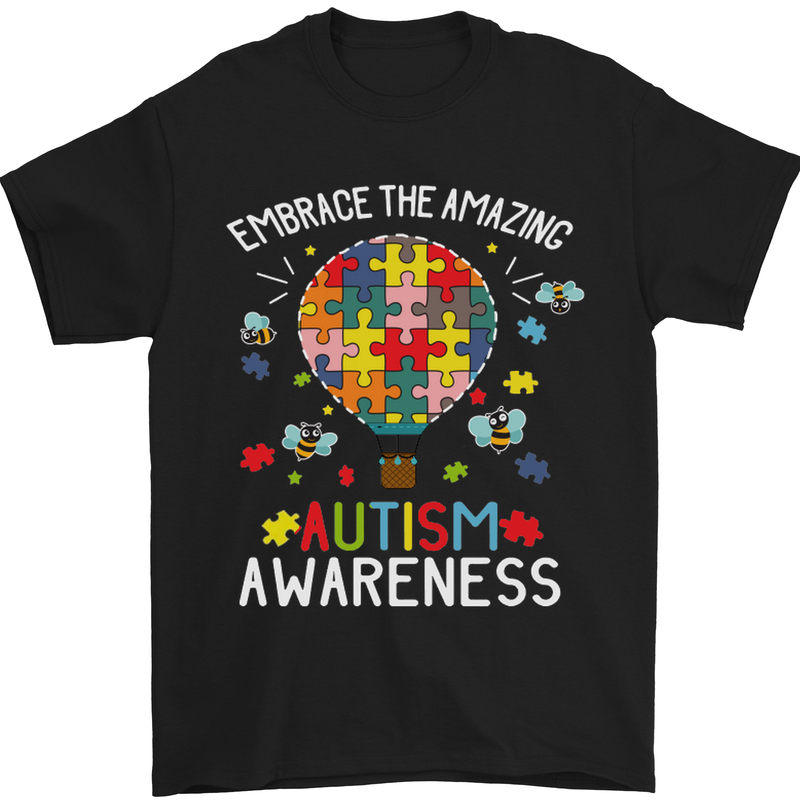 Embrace the Amazing Autism Autistic ASD Mens T-Shirt Cotton Gildan Black