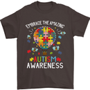 Embrace the Amazing Autism Autistic ASD Mens T-Shirt Cotton Gildan Dark Chocolate