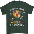 Embrace the Amazing Autism Autistic ASD Mens T-Shirt Cotton Gildan Forest Green
