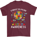 Embrace the Amazing Autism Autistic ASD Mens T-Shirt Cotton Gildan Maroon