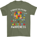 Embrace the Amazing Autism Autistic ASD Mens T-Shirt Cotton Gildan Military Green