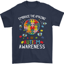 Embrace the Amazing Autism Autistic ASD Mens T-Shirt Cotton Gildan Navy Blue