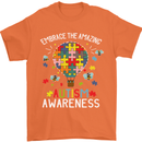 Embrace the Amazing Autism Autistic ASD Mens T-Shirt Cotton Gildan Orange