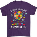 Embrace the Amazing Autism Autistic ASD Mens T-Shirt Cotton Gildan Purple