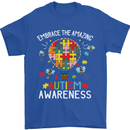 Embrace the Amazing Autism Autistic ASD Mens T-Shirt Cotton Gildan Royal Blue