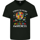 Embrace the Amazing Autism Autistic ASD Mens V-Neck Cotton T-Shirt Black