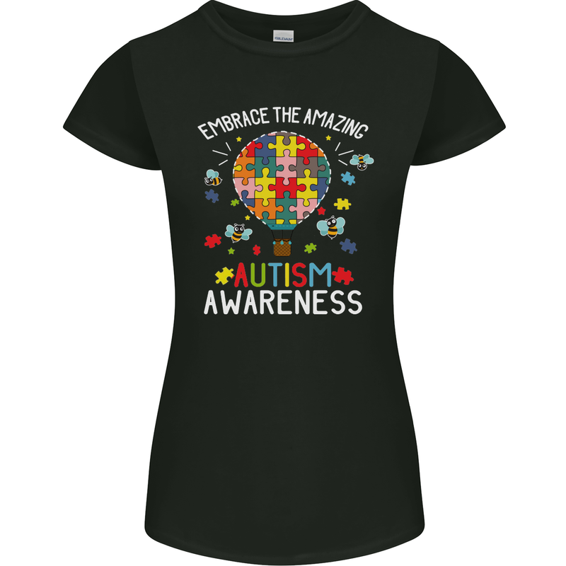 Embrace the Amazing Autism Autistic ASD Womens Petite Cut T-Shirt Black