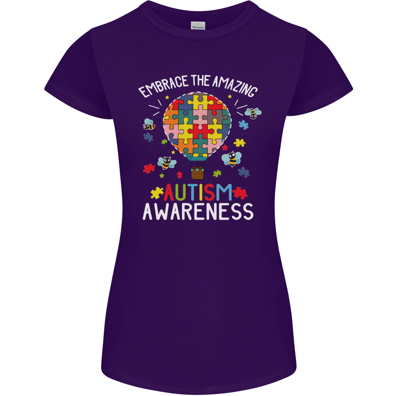 Embrace the Amazing Autism Autistic ASD Womens Petite Cut T-Shirt Purple