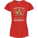 Embrace the Amazing Autism Autistic ASD Womens Petite Cut T-Shirt Red