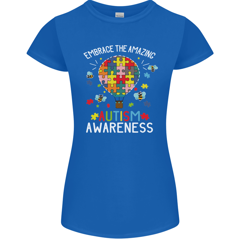 Embrace the Amazing Autism Autistic ASD Womens Petite Cut T-Shirt Royal Blue
