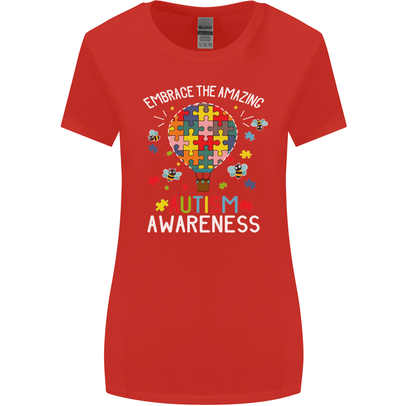 Embrace the Amazing Autism Autistic ASD Womens Wider Cut T-Shirt Red