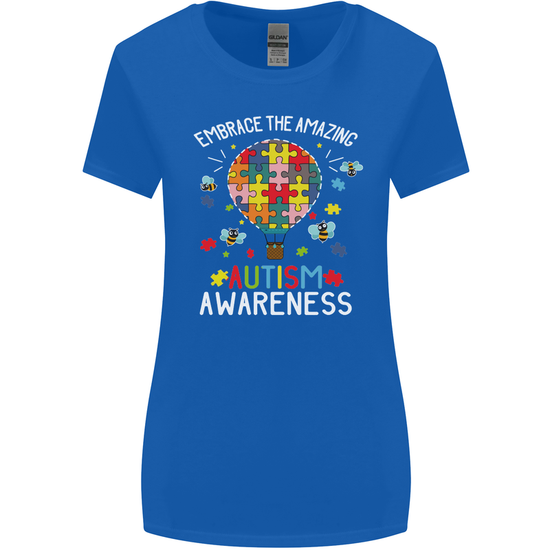 Embrace the Amazing Autism Autistic ASD Womens Wider Cut T-Shirt Royal Blue
