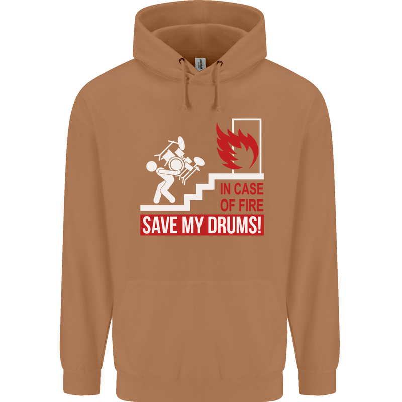 Emergency Drums Drummer Drumming Mens 80% Cotton Hoodie Caramel Latte