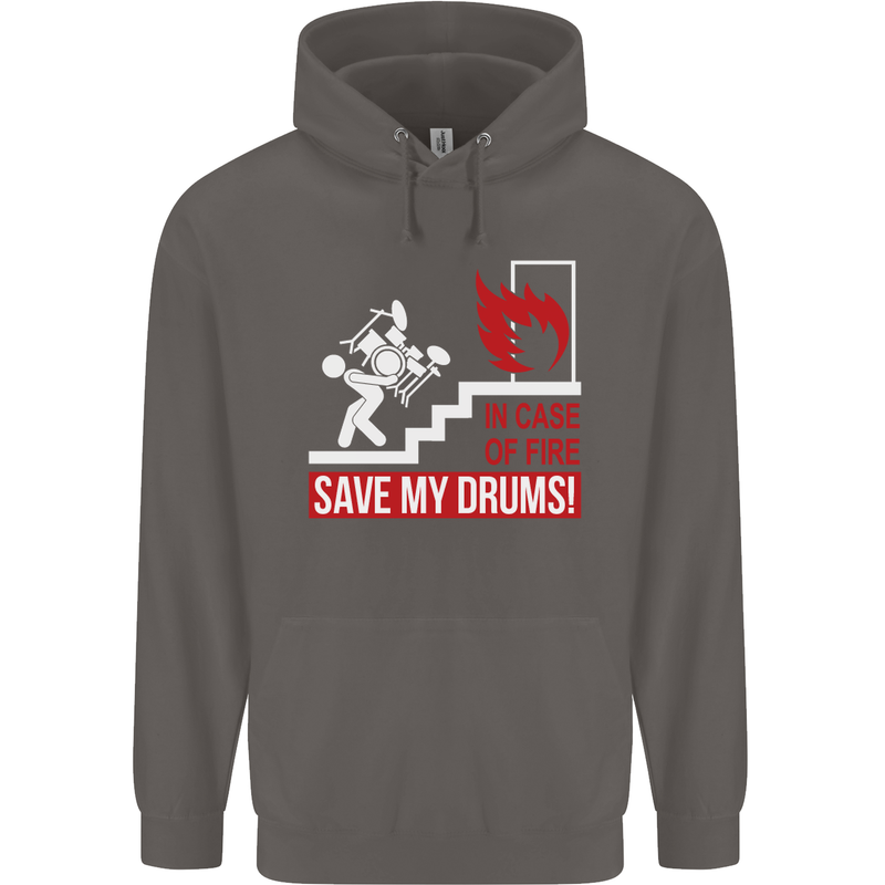Emergency Drums Drummer Drumming Mens 80% Cotton Hoodie Charcoal