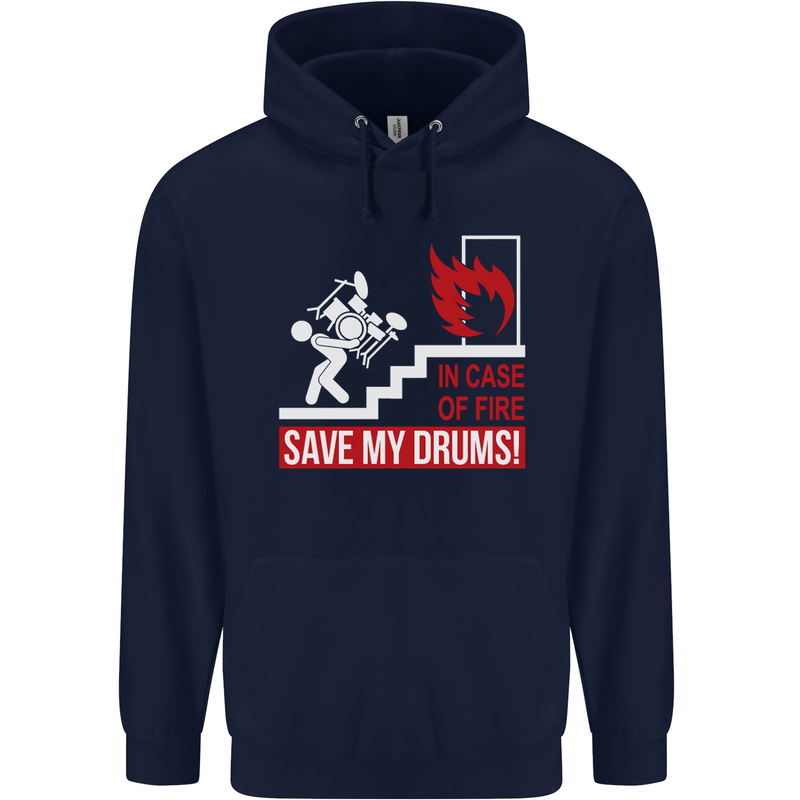 Emergency Drums Drummer Drumming Mens 80% Cotton Hoodie Navy Blue