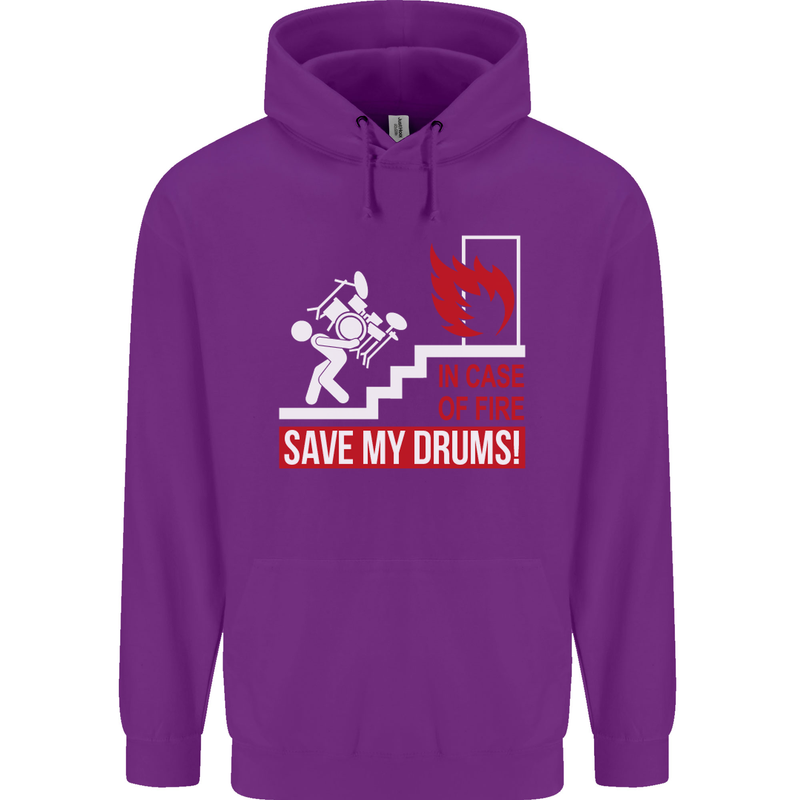 Emergency Drums Drummer Drumming Mens 80% Cotton Hoodie Purple