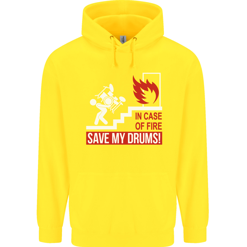 Emergency Drums Drummer Drumming Mens 80% Cotton Hoodie Yellow