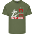 Emergency Drums Drummer Drumming Mens Cotton T-Shirt Tee Top Military Green