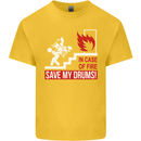 Emergency Drums Drummer Drumming Mens Cotton T-Shirt Tee Top Yellow