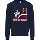Emergency Drums Drummer Drumming Mens Sweatshirt Jumper Navy Blue