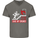 Emergency Drums Drummer Drumming Mens V-Neck Cotton T-Shirt Charcoal