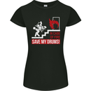 Emergency Drums Drummer Drumming Womens Petite Cut T-Shirt Black