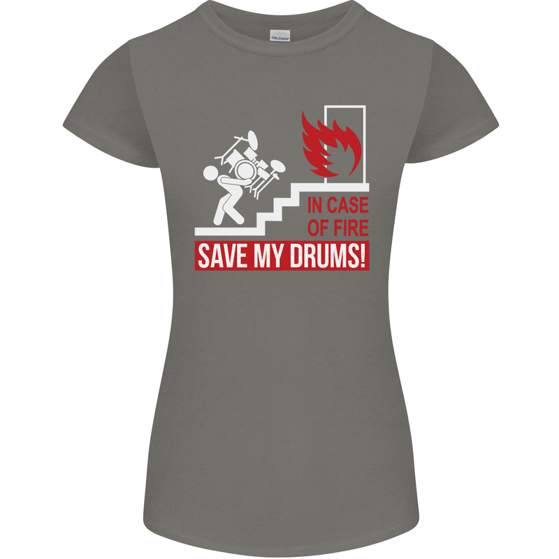 Emergency Drums Drummer Drumming Womens Petite Cut T-Shirt Charcoal