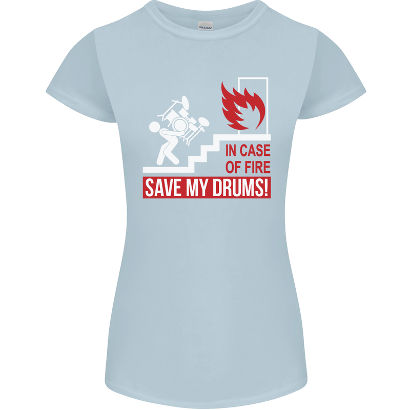 Emergency Drums Drummer Drumming Womens Petite Cut T-Shirt Light Blue