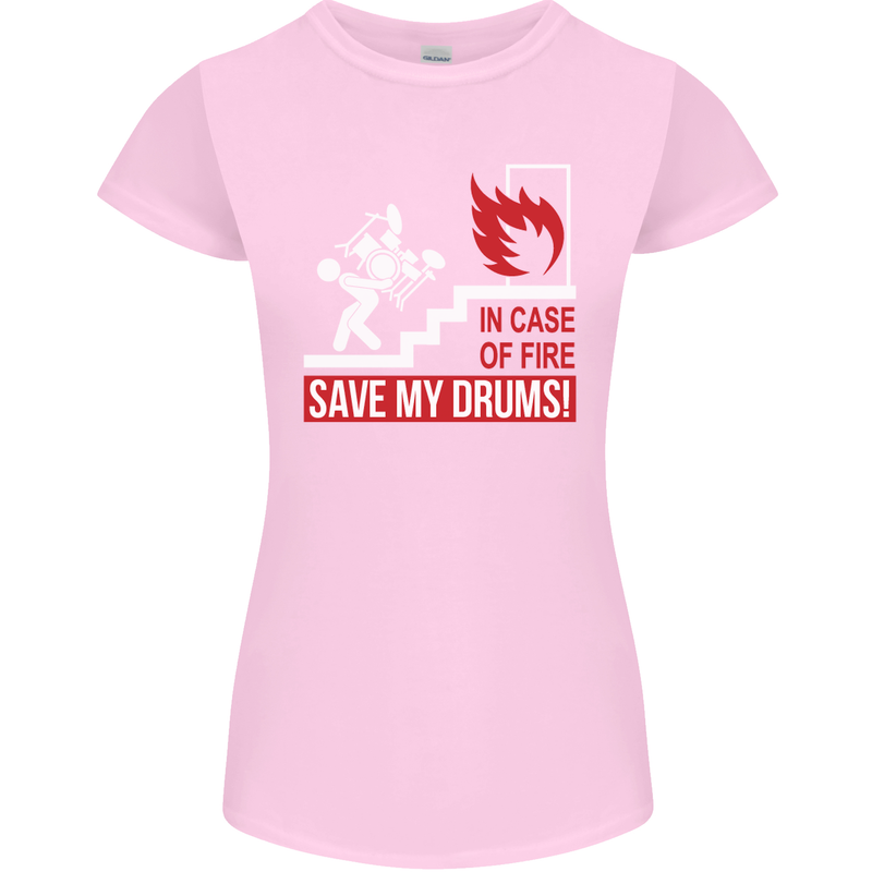 Emergency Drums Drummer Drumming Womens Petite Cut T-Shirt Light Pink