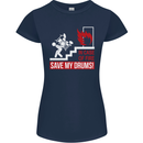Emergency Drums Drummer Drumming Womens Petite Cut T-Shirt Navy Blue