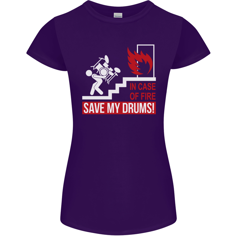 Emergency Drums Drummer Drumming Womens Petite Cut T-Shirt Purple