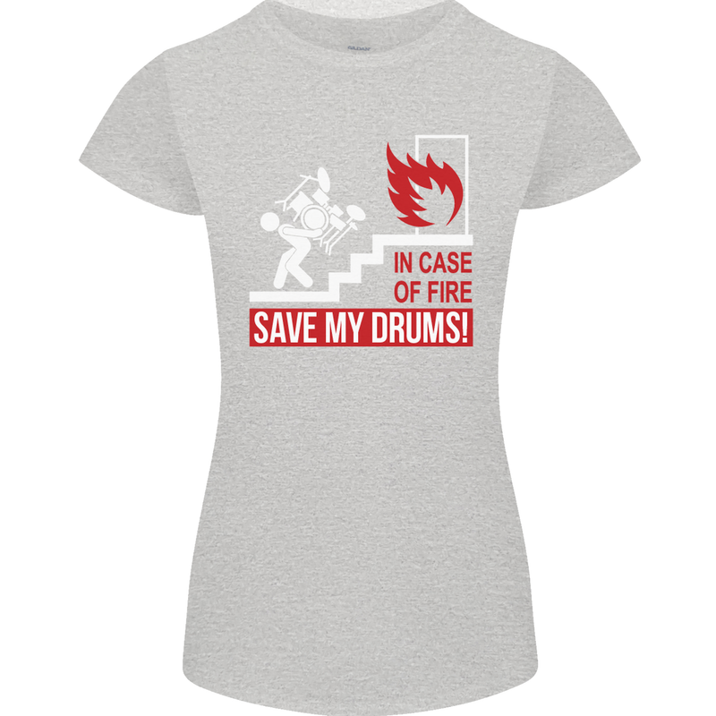 Emergency Drums Drummer Drumming Womens Petite Cut T-Shirt Sports Grey