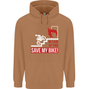 Emergency Motorbike Biker Motorcycle Mens 80% Cotton Hoodie Caramel Latte