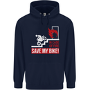 Emergency Motorbike Biker Motorcycle Mens 80% Cotton Hoodie Navy Blue