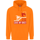 Emergency Motorbike Biker Motorcycle Mens 80% Cotton Hoodie Orange